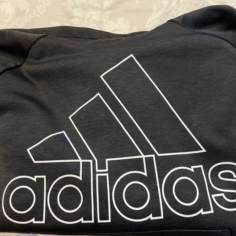 Adidas women’s Black Logo Sweatshirt - Bold White Trefoil Text